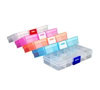 HEALLILY 5Pcs Caja de Almacenamiento Ajustable Compartimentos de Plástico Organizador Caja de 10 Rejillas con Divisores Extraíbles para La Píldora de Joyería de La Oficina de La Cocina Del Hogar Y Más