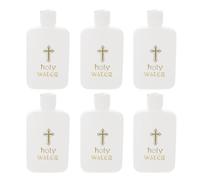 HEALLILY 6 Botellas de Agua Cristiana de Plástico Blanco Patrón de Cruz de Jesús, a Prueba de Fugas, Capacidad 100ml para Iglesia y Bautismo