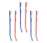 HEALLILY 6 Piezas Cepillo de Dientes Recortado Cónico Cepillo de Dientes de Doble Cabeza Cepillo de Dientes Compacto Interespacial (Rojo Azul)