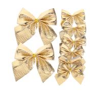HEALLILY 60 mini lazos de Navidad dorados de tela flocada, pequeños lazos preatados para manualidades, decoración del hogar, árbol de Navidad, adornos de regalo de colores vibrantes
