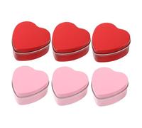 HEALLILY 6piezas Cajas Hojalata Corazón San Valentín Caja Metal Organizador Baratijas Cable Usb