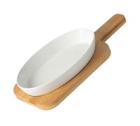 HEALLILY Bandeja Cerámica Ovalada de Color Claro para Hornear y Servir Alimentos, Ligera y Saludable, Capacidad Razonable Adecuada para Uso Doméstico y Reuniones Grandes