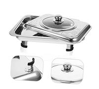 HEALLILY Bandeja de acero inoxidable para bufé con cubierta transparente, soporte rectangular para alimentos, para fiestas, catering, cocina, servir aperitivos, frutas y exhibición de buffet