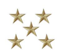HEALLILY bordado de bricolaje apliques de tela estrella pegatinas de planchado decorativas para accesorios de costura de tela 10 piezas (dorado)