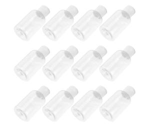 HEALLILY Botellas de Plástico Vacías y Material Flexible Paquete de 12 Unidades con Tapa Abatible de 50ml Alta Transparencia Color Aleatorio para Líquidos y Aceites en