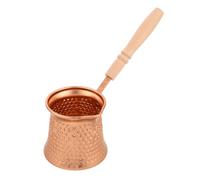 HEALLILY Cafetera Turca de Aluminio Dorado de 350ml con Mango de Madera, Multifunción para Café Árabe, Calentador de Mantequilla y Leche Adecuado para Reuniones Íntimas y Cocina
