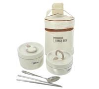 HEALLILY Caja Bento de Acero Inoxidable con Tapa y Asa, Fiambrera Térmica para Comida Fría o Caliente, Capacidad 600ml, Adecuado para Comida Individual