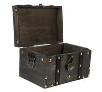 HEALLILY Caja de Madera Retro con Cerradura de Combinación Cofre Pirata Grande Gris para Joyería Juguetes y Almacenamiento Vintage Decorativo para Fiestas Temáticas