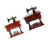 HEALLILY Caja de Música Vintage Set de 2 Piezas en Forma de Máquina de Coser Marrón, Decoración Retro de Escritorio Ambiente Melódico de Plástico para Adultos