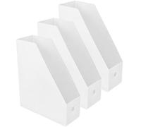 HEALLILY Caja Organizadora de Documentos de Plástico para Escritorio, Estante Revistero 3 Piezas, Formato Vertical 9x24x27 Cm, Color Blanco Translúcido Mate, Archivador Porta Documentos