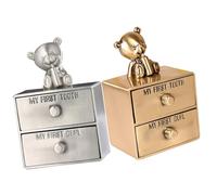 HEALLILY Caja para Guardar Dientes de Leche y Mechones de Metal para, Organizador de Recuerdos en Set de 2 Piezas Adecuado para Obsequio y Conservación
