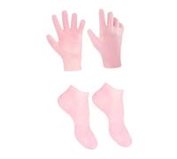 HEALLILY Calcetines y guantes hidratantes exfoliantes para pies y manos agrietados secos que suavizan los callos y la piel muerta, cuidado hidratante de los pies con forro de gel, color rosa