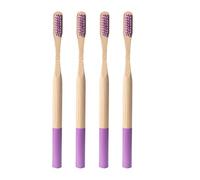 HEALLILY Cepillo de dientes de carbón de bambú natural Cerdas suaves Cepillo de dientes manual biodegradable para adultos 4 piezas (púrpura)