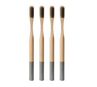 HEALLILY cepillo de dientes de carbón de bambú natural cerdas suaves cepillo de dientes manual biodegradable para adultos 4 piezas (gris)