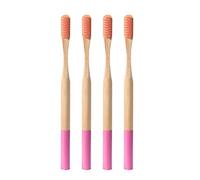 HEALLILY Cepillo de dientes de carbón de bambú natural cerdas suaves cepillo de dientes manual biodegradable para adultos 4 piezas (rosado)