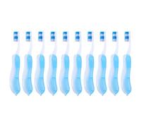 Heallily Cepillo de dientes plegable 10 piezas cepillo de dientes desechable portátil suave herramienta de limpieza dental para viajes de campamento (azul claro)