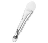 HEALLILY Cepillo para Mascarilla Facial Doble Cabezal Cuchara Herramienta Aplicadora de Mascarilla Facial Cerdas de Nylon, Aluminio y Abs, Color Plata, para Mujeres, Uso en Casa y