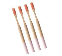 Heallily cepillos de dientes de bambú 4 piezas cepillo de dientes de cerdas suaves cepillos de dientes suaves biodegradables y ecológicos cepillo de dientes antibacteriano con cerdas finas para adultos (rosa)
