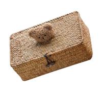 HEALLILY Cesta rústica tejida a mano pequeña y portátil, organizador de almacenamiento para llaves del hogar, cosméticos, estilo granja, caja de regalo decorativa
