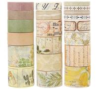 HEALLILY Cinta Washi Vintage Papel 20 Rollos Adhesiva Decorativa para Hacer Scrapbooks y Manualidades sin Dejar Residuos para Amantes del Scrapbook