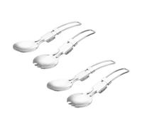 HEALLILY Cubiertos Plegables de Acero Inoxidable 6 Piezas Resistentes al Desgaste y Portátiles para Camping y Actividades al Aire Libre 3 Cucharas y 3 Tenedores