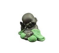 HEALLILY Escultura de té de cerámica con diseño de Buda Maitreya, decoración de Monje, Accesorios (Estilo Honesto, Verde Claro)