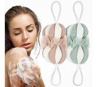 HEALLILY Esponja de Ducha Vegetal Flexible y Cómoda para Baño, Diseño Portátil, Paquete de 2 Piezas Adecuado para Viajes y Uso Diario en Hombres y Mujeres