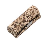 HEALLILY Estuche para Pintalabios Soporte Decorativo de Satén, Estampado de Leopardo Marrón Claro, Organizador Compacto para Maquillaje de Viaje para Mujer y Niña