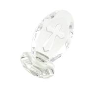 HEALLILY Figura y Objeto de Colección Religiosa de Cruz de Cristal Transparente Corte de Diamante, Adorno Ovalado Artesanía Navideña para Embellecimiento de Escritorio para Mesa