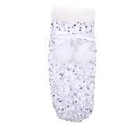 HEALLILY Funda para botella de vino de Navidad, bolsa de felpa plateada con cordón, funda decorativa para botellas estándar, decoración de mesa festiva, color brillante para fiestas y regalos