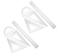 HEALLILY Juego de 2 Reglas Triangulares de Plástico PS Transportador Transparente y Diseño de Alta Precisión para Estudiantes E Ingenieros