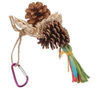 HEALLILY Juguete Colgante para Morder, Entrenamiento de Equilibrio con Piña Natural y Madera Resistente y Gancho Fijo para Pájaros para Periquitos y Loros