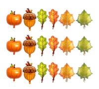 HEALLILY Kit de 18 Globos de Aluminio Diseño Otoñal Hojas, Calabazas y Piñas para Decoraciones de Acción de Gracias en Casa y Fiestas de Otoño