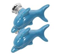 HEALLILY Manijas de Cerámica con Forma Marina Azul para Gabinetes y Cajones, Duraderas Tacto Fino, Ideales para Cocina y Hogar, Paquete de 2 Unidades