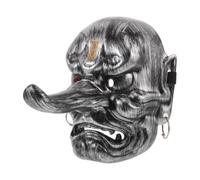 HEALLILY Máscara Completa de Demonio Japonés Tengu para Carnaval y Producciones Teatrales, de Plástico Plata con Función Decorativa y Educativa