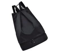 HEALLILY Mochila Cordón Negra de Poliéster Ligera Gran Capacidad y Bolsa Separadora para Natación y Caminata