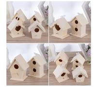 HEALLILY Nido de Pájaro de Madera para Decoración de Jardín y Fotografía, Forma Corazón Creativa, Acabado Beige, Pack de 4 Piezas para Casa y Oficina