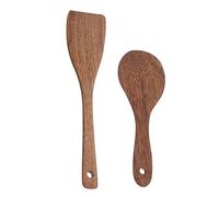 HEALLILY Pala de Madera Práctica Marrón Antiadherente 2 Piezas para Cocinar y Servir en Hogar o Negocios de Comida