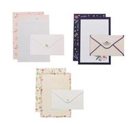 HEALLILY Papeles de Carta Flores Coloridos y Sencillos en 6 Juegos de Papel para Escribir Cartas Sobres, Adecuado para Correspondencia y Decoración Floral