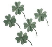 HEALLILY Parches Bordados de Motivo de Hoja Cuádruple Adhesivo Termofusible para Manualidades Diy, 5 Piezas para Coser y Personalizar Prendas