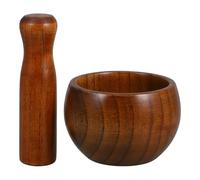 HEALLILY Picadora de Ajo de Madera Marrón Mortero Redondo Ergonómico, Utensilio de Cocina Sencillo para Triturar Ajo sin Dañar Manos, 1 Set