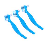 HEALLILY Piezas Cepillo de Dentadura Herramienta de Limpieza de Dientes Postizos Cepillo de Dientes de Doble Cepillo de Limpieza de Dentaduras Postizas para Uso Doméstico Azul
