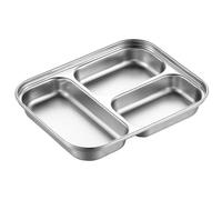 HEALLILY Plato de Condimentos Dividido de Acero Inoxidable Plata Diseño Dividido y Portátil para Servir Aperitivos en Cocina y Comedor