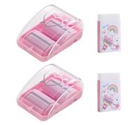HEALLILY Recogedor de Migas Portátil de Plástico Rosa Elasticidad Moderada, Juego de 2 Sets para Limpieza de Escritorio en Casa y Varios Escenarios