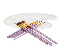 HEALLILY Set de 11 Pinceles de Madera con Mango Cómodo y Fácil de Limpiar para Pintura Acrílica y Acuarela, Adecuado para Dibujo y Paleta de Mezcla