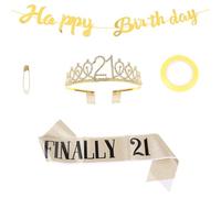 HEALLILY Set de 3 Piezas para Adornos de Fiesta de Cumpleaños Emblema de Aleación, Banda de Etiqueta y Banner Colgante Brillo Elegante