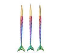 HEALLILY Set de 3 Pinceles Delineadores para Uñas Forma de Sirena, Creativos y Fáciles de Usar, Material Plástico Adecuado para Nail Art en Mujeres Principiantes
