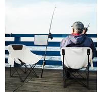 HEALLILY Silla de camping plegable con 1 bolsillo lateral, aluminio ultraligero, silla de camping hasta 120 kg, silla de camping para exteriores, senderismo, montañismo (blanco)