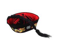 HEALLILY Sombrero de cola de caballo de brocado chino oriental para adultos, disfraz antiguo de Hanfu, resistente, bordado negro, diseño de dragón suave para actuaciones culturales y juegos de rol