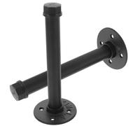 HEALLILY Soportes Decorativos para Estantes de Hierro Negro Acabado Mate, Soporte de Esquina Resistente y Fácil de Instalar para Baños y Remolques, Pack de 2 Piezas